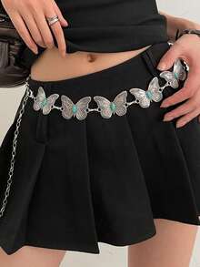 One Elegant Butterfly-Spotted Turquoise Ladies' Belt - Silver - View 4