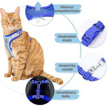 Supet Cat Harness and Lead Set, Escape Proof Kitten Harness, Adjustable Cat Vest Harness with Reflective Strips, Universal Cat Lead and Harness for Cats/Puppies, Grey, S - Bildfarbe - Übersicht 4