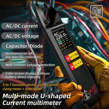 3-in-1 Multifunktions U5 Zangenamperemeter: Stromprüfer + Strommesser + Multimeter, echte Autorange-Funktion, USB-C Schnellladung, 0,01A Genauigkeit (schwarzes ABS, 24H Akku) für Ingenieure & Heimwerker