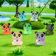 Figuras miniatura brillantes y lindas de panda de resina, figuras en miniatura de panda que brillan en la oscuridad, modelo de mini animal panda de resina micro para decoración del jardín, del hogar, manualidades DIY, decoración de fiestas y vacaciones, pequeño regalo