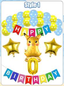 pokemon Pikachu Cartoon-förmige Geburtstags Party, Aluminium Folie Dekoration, Flaggen Dekoration, Digitales Set, Ballon