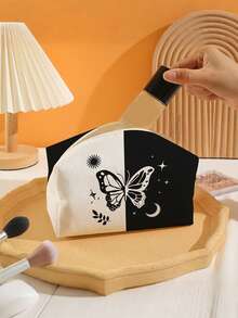 1个蝴蝶图案大容量笔袋。化妆包，拉链手提包，可拉式化妆包，便携式旅行防水化妆收纳包。适合学校使用。铅笔盒，铅笔袋，书包，学习用品，返校