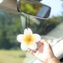 Hibiscus Flower Car Air Freshener | 5pcs Long Lasting Cute Pink Beachy Car Accessories | Car Interior Rear View Mirror Hanging Ornament Scents Decor For Women Teen Girls - Hoa dâm bụt - Xem 2