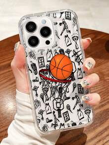 1 件篮球涂鸦图案透明气囊软手机壳，全覆盖防滑保护套适用于 11 12 XR 13 13 Pro 13 Pro Max 14 14 Pro 14 Pro Max 15 15 Pro 15 Plus 15 Pro Max 16 16 Pro 16 Plus 16 Pro Max - 彩色 - 查看 2