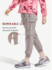 TECTOP Pantaloni da trekking da donna con gambe staccabili, pantaloni cargo leggeri ed elastici ad asciugatura rapida con 4 tasche e cerniera