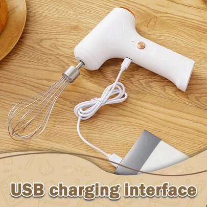 ISRBV 1 Piece USB Charging Electric Egg Beater - A Compact And Powerful 3-Speed Mini Mixer For Baking, Whisking Cream, And Ice Cream Powder - Easy To Clean, ABS Body, Perfect For Kitchen Use, With Whisk, High-Power Motor, Vertical Design, For Whipping Cream And Egg Whites.Kitchen Gadgets, Selected Gifts For Back-To-School Season.