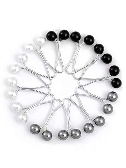 12pcs Women Brooch Set, Pearl Shawl Clips, Scarf Pins, Hijab Clips, Brooches For Scarves, Sweaters