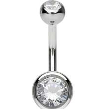 Belly Button Rings - 14G Internally Threaded 10mm Belly Ring Round Square Star Teardrop CZ Navel Rings For Women