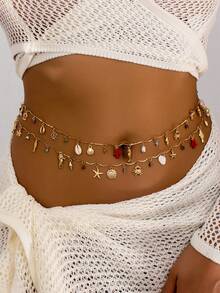 1 Miếng Vàng mặt trời & mặt trời Thiết kế Dây chuyền thắt lưng , Gợi cảm Đồ trang sức Cho mùa hè bờ biển Kỳ nghỉ - A8636 - Xem 19