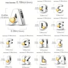 925 Silver Plated Heart Shaped Letter A-Z Pendant Charm, Smooth Letter Necklace A-Z Provides Multiple Choices. Ideal For DIY Bracelet And Necklace. Gold Heart Initial Letter Bead Pendant, Great Jewelry Gift For Women.