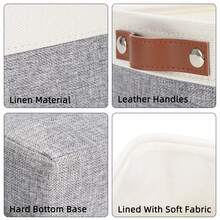 Cestas de almacenamiento grandes con asas, contenedores de almacenamiento de tela para organizar ropa, juguetes, libros, cesta de almacenamiento de lona para oficina, dormitorio, armario, guardería, lavandería (Blanco y Gris)