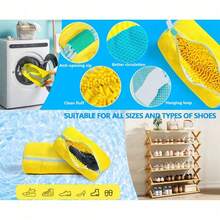 1pc Washing Machine Shoe Bag, Fits All Shoe Types - Yellow With Blue Zipper, Soft Thermal Lined, Ideal For Athletic & Casual Shoes, Laundry Bag, Holiday Essential, Travel Accessory, Graduation Gift - Multicolor - View 6