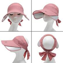 Peicees Wide Brim Visor Hat For Women Golf Visor Cap Sun Protection Hat For Beach Garden Tennis Running Sunshade Hat - Pink - View 8