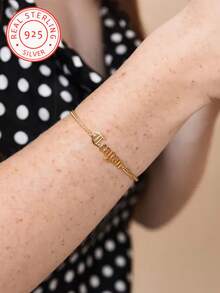 925 Silver Custom Ladies Fashion Bracelet, Unique Font Personalized English Name Bracelet , Suitable For Vacation Wear, Daily Out Wear Fashion Jewelry - Multicolor - View 4