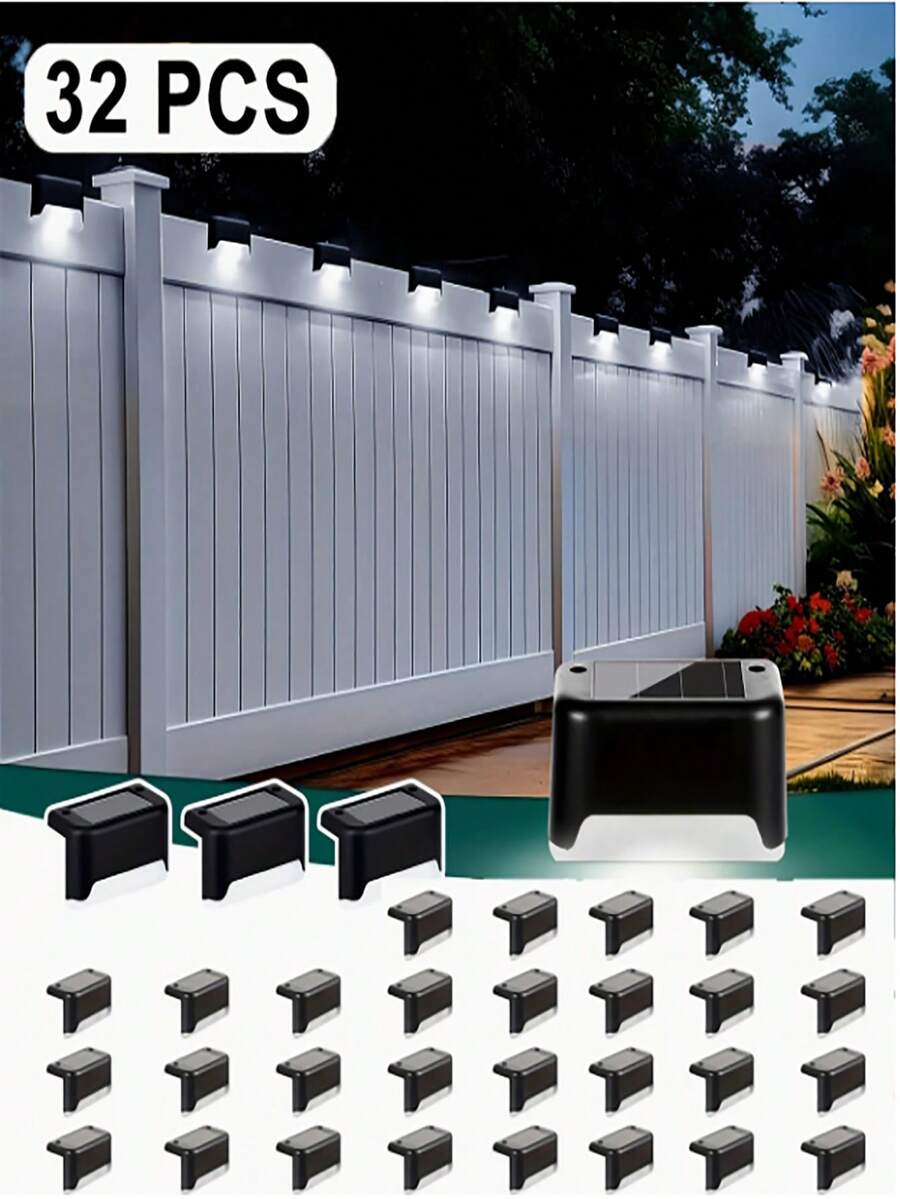 32/24/16/12/8/4-Piece Outdoor Solar Garden Lights – 1 LED Solar Illumination, Suitable For Home Garden Decor, Stairs, Terraces, Fences, Courtyards, And Wall Decorations – Auto On/Off, Durable, Easy To Install, Warm White Light - 1LED黑殼白光 - 查看 1