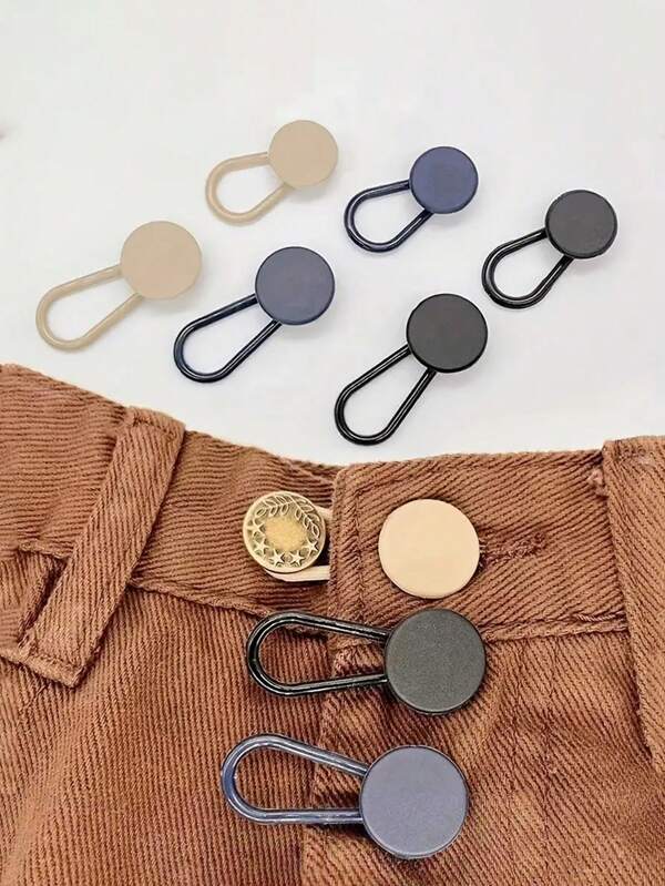 6 piezas Extensores de cinturón unisex, hebilla de pantalón desmontable sin costuras, hebilla elástica ajustable para la cintura, estilo casual de calle, material plástico, adecuado para el transporte diario, la vida universitaria y las actividades al aire libre