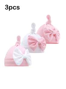 3 Stück Baby Schleifenhüte, dehnbare Baby Turban Mützen, Baby Accessoires, Baby Mütze mit Schleifen für Baby Mädchen, Baby Jungen Caps, Kleinkind, Neugeborene, Baby Mütze unisex, Neugeborenes Baby Mädchen, Babybedarf - Mehrfarbig - Übersicht 1