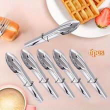 Mini Stainless Steel Food Tongs With Silding Rings 7 Inch Set Of 6 Small Clam Shell Service Tongs For Serving Appetizers Desserts Salads Barbecue And Cooking - 6 Silver - View 1