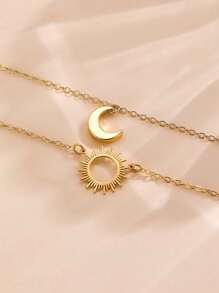2 pezzi Cavigliere con motivo sole e luna per donna, accessori casual e alla moda da spiaggia, adatte per uso quotidiano e vacanze