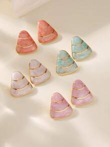1 par de brincos triangulares esmaltados coloridos para mulheres, banhados a ouro, brincos geométricos de aço inoxidável, joias para piercing