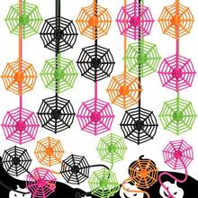 10/20pcs Halloween Spider Web - Sticky Soft Ribbon Decoration With Spider Pattern, Multiple Colors Halloween Decor - Multicolor - View 1