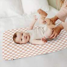 1 paquete de funda de algodón elástico a cuadros para cambiador de pañales, cubierta de mesa de cambio de pañales de algodón a cuadros escoceses, sábanas de cambiador de bebé a cuadros neutros para guardería