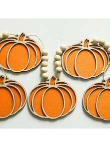 1 件万圣节南瓜花环 - 木制南瓜装饰、秋季家居装饰、万圣节派对装饰、乡村南瓜横幅、南瓜灯串、感恩节花环、秋季壁炉架装饰 - 彩色 - 查看 3