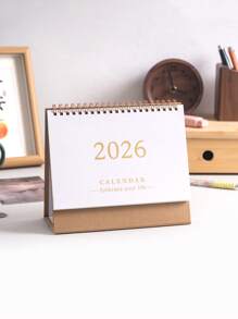 1 pièce Calendrier de bureau 2025 de taille moyenne à couleur unie - reliure en anneau métallique, page intérieure avec motif de paysage naturel personnalisable, calendrier de bureau à retournement vertical, fournitures de bureau, cadeaux pour amis (avec autocollants), rentrée des classes, rentrée des classes, fournitures scolaires