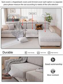 1pc Stretch Sofa Cover, Non-Slip Full Coverage Sofa Seat Cover, Suitable For All Seasons, Fabric Thickened Sofa Slipcover, Machine Washable, Dust-Proof, Pet-Friendly, Decor For Bedroom, Office, Living Room, Fits L-Shaped Sofa And 1/2/3/4 Seater