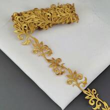 1M Hot Melt Adhesive Metallic Lace Ribbon Crafts DIY Embroidery Golden Lace Trim Iron On Flower 3.2cm For Sewing Costumes Wedding Dresses Home Decor - Multicolor - View 1