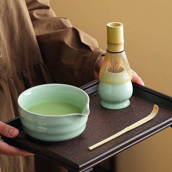 Matcha Bowl Set, Including Ceramic Matcha Bowl, Tea Whisk, Tea Scoop, Matcha Brush, Vintage Song Dynasty Style Tea Ceremony Tools
