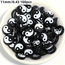100/200pcs 7-11mm Black And White Eight Trigram Acrylic Loose Beads Can Be Used To Make Bracelets, Necklaces, Rings, And DIY Jewelry Accessories With Spacer Beads - Bagua Beads - View 12