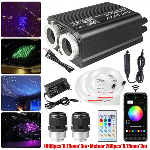 32W 1200pcs 3M Auto Kfz RGBW LED Sternenhimmel Meteor Star Twinkle Lichtfaser Glasfaser