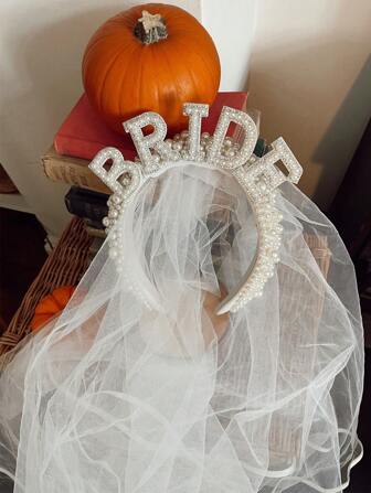 1 件珍珠头带发箍新娘珍珠发带婚礼面纱派对装饰配件