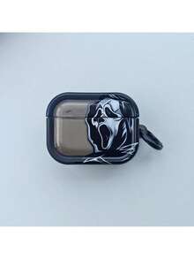 1 件万圣节魔鬼趣味新奇个性化中性情侣节日风格 INS 欧盟和美国休闲魔鬼斗篷装饰，简约创意半透明黑色 3D 框架形状带环兼容 1/2/3/Pro/Pro2 耳机盒 - 彩色 - 查看 7