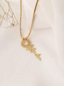 1 pieza Collar con el nombre personalizado a la moda, etiqueta colgante geométrica de acero inoxidable con diseño de sol, collar personalizado adecuado como regalo, para uso diario, confidente