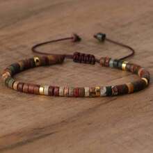 1 Pc Picasso Jasper Bead Bracelet, Adjustable High Quality, Minimalist Bracelet, Natural Stone Bracelet, Dainty Bracelet - Picasso - Xem 5