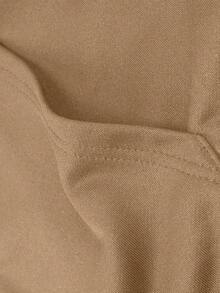 男士基础休闲夹克，秋冬新款，时尚简约插肩袖撞色设计，卡其色/黑色，拉链连帽长袖运动服，适合户外步行和跑步 - 卡其色 - 查看 7