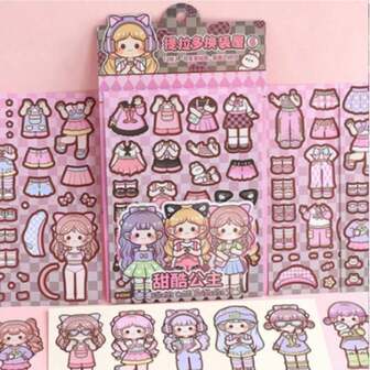 Change-Up Sticker Set - Sweet & Cool Paper Doll Character Series, DIY Cute Cartoon Princess Dress Up Kit, Daily Wear Sticker Stickers, Sticker Stickers, Suitable For Girls Daily Play, School Gifts, Party Gifts, Holiday Exchange Gifts