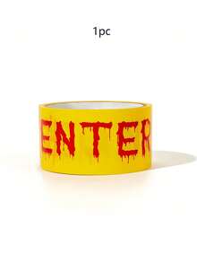 1pc Halloween Bloody Handprints Caution Tape - Plastic Horror Warning Ribbon For Zombie Party Decor, Barrier & Scare Accessory - Multicolor - View 6