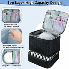 Borsa organizer per smalti, organizzatore portatile per smalti, custodia organizer in pelle PU per kit di smalti, contiene 30 bottiglie (15ml/0,5 fl.oz) e lampada per unghie, per organizzare gli strumenti per la arte di unghie e gli smalti per gli amanti della arte di unghie. (Solo borsa)
