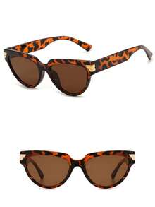 1 Pair Oval Large Frame Leopard Print Women's Fashion Glasses, Minimalist & Versatile, Suitable For Summer Beach, Outdoor Activities, Business Casual, Ideal For Back To School Season. Cat Eye Leopard Tortoiseshell Print. - 茶色 - 查看 6