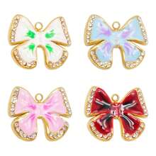 1 Pieza Dije de mariposa de lujo de acero inoxidable con rhinestones - Colgantes esmaltados para manualidades de joyería, aretes, collares, pulseras