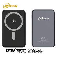 Winsway Ultra-Thin Magnetic Power Bank 5000mAh, Slim And Light, Compact And Ready To Charge, 22.5W Fast Power Supply, Easy To Carry On Board - Black - View 3