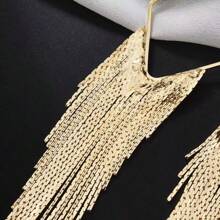 1 Pair Golden Tassel Chain Elegant & Delicate Pendant Earrings