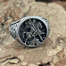 Steel Warrior New Stainless Steel Personalized Horse Riding Ring Hand Jewelry, Nordic Viking Celtic Knot Ring 1PC, US Size - Black - View 4