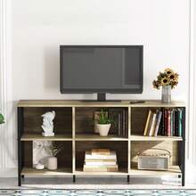 Horizontal Bookshelf Bookcase,6 Cube Storage Organizer With Open Shelf,47 Inch Industrial Low Wide Wood And Metal Cubby Shelf,Long Shelving Unit For Home Office Living Room(White,6 Cube) - 白色 - 查看 4