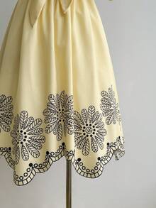 Rusttydustty Yellow Flame Pattern Casual Dress, Suitable For Women, Boho Style, Beach Outfit, Hawaiian Coachella Music Festival Tropical Holiday - Yellow - View 5