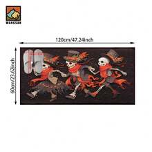 1 pieza Alfombra antideslizante para baño con diseño de calavera bailarina de Halloween, hecho de material de cachemira artificial con decoración esponjosa, apto para puertas, baños, cocinas y otras ocasiones, lavable a máquina, antideslizante, decoración diaria, puede ser un regalo - Multicolor - Ver 24