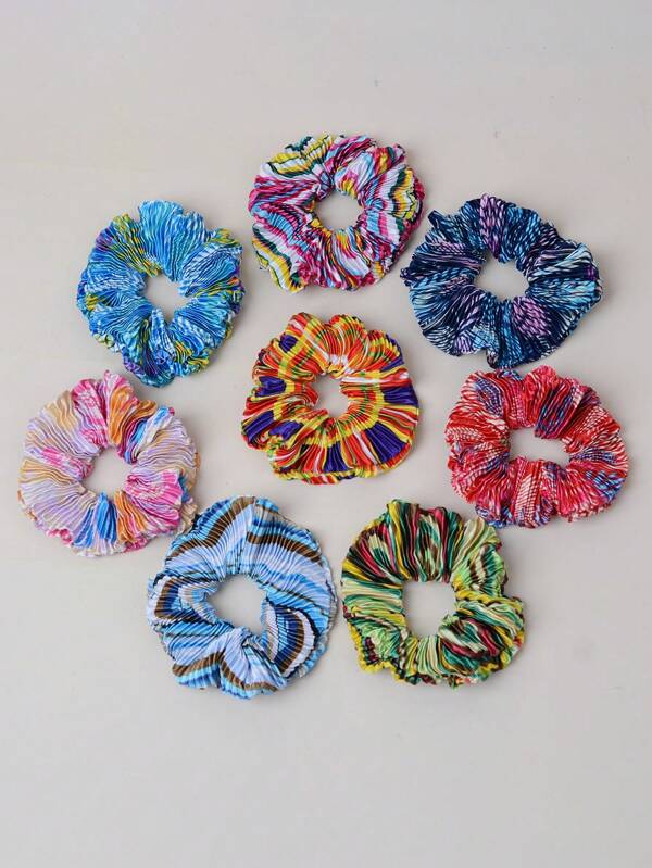 4pcs Colorful Stripe Casual Hair Scrunchies, Fun Pattern For All Seasons, Scrunchies Hair, Hair Tie ,Hair Accessories, Ponytail Holders, Hair Elastics, Hair Rubber Bands